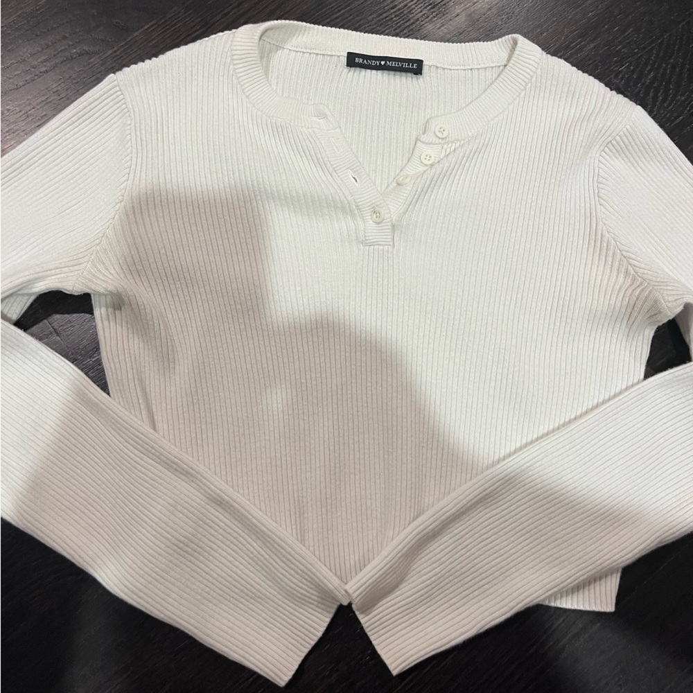 White ribbed button brandy melville long sleeve